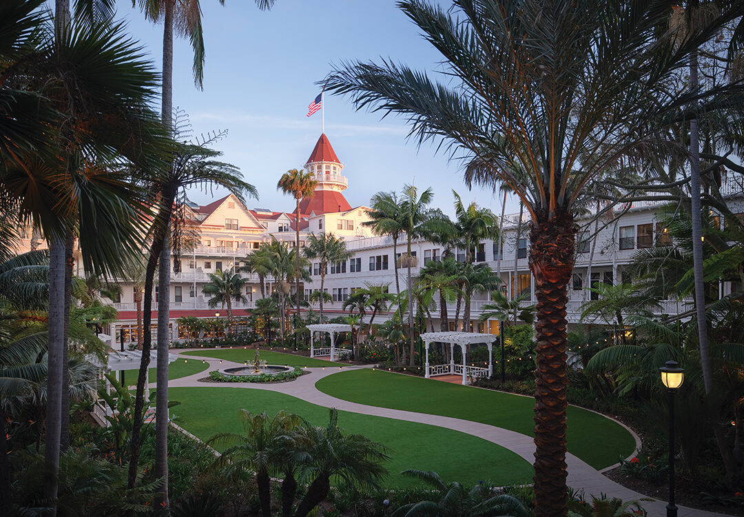 The lush central garden courtyard was restored to its Victorian “roots” by Burton Landscape Architecture Studio