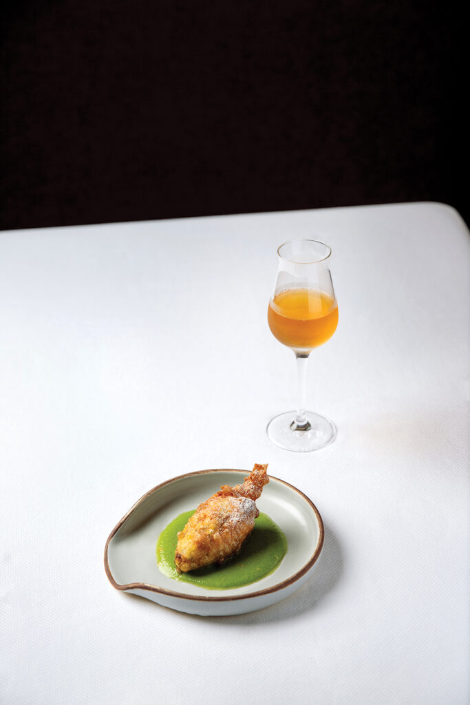 Squash Blossom Donut, Zucchini Honey Sauce