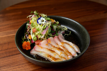 Yellowtail Sashimi: Asian Salad, Orange Segments, Yuzu Citrus Ponzu