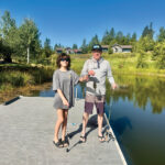 The Outpost also features a stocked pond, where my husband, Justin, taught our daughter, Isabella, how to catch her first fish