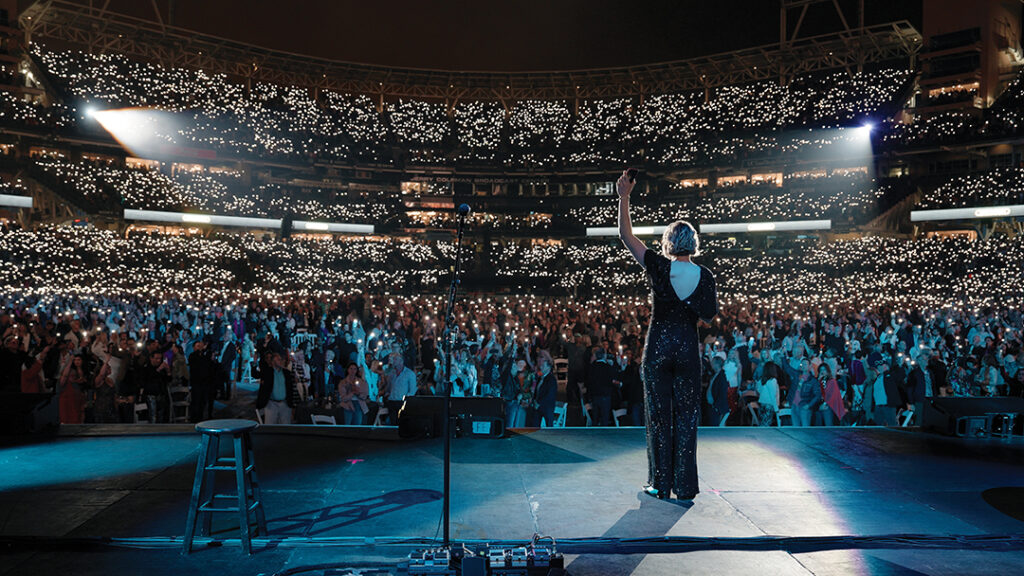 Marbarger greets 27,000 supporters at Petco Park for Curebound’s Concert for Cures in May 2025, headlined by superstar and humanitarian Elton John, which raised $11.5 million