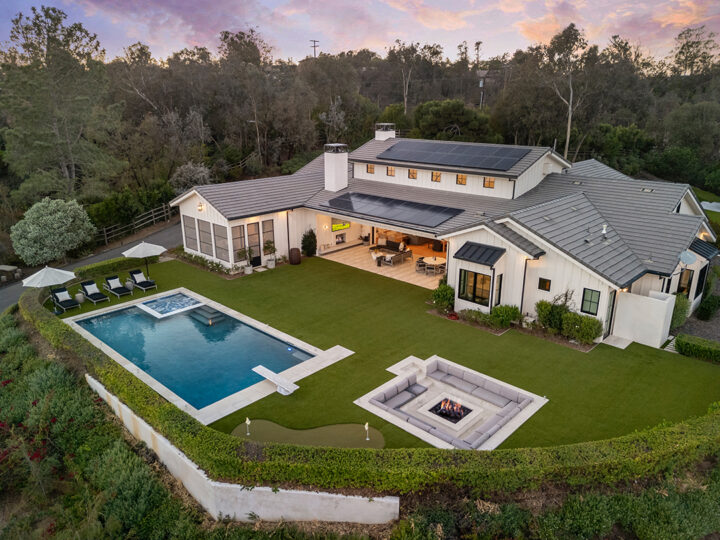 A new fully furnished farmhouse at 15550 El Camino Real in The Covenant is listed with Laura Barry and Jim Graves of Barry Estates for $16,900,000