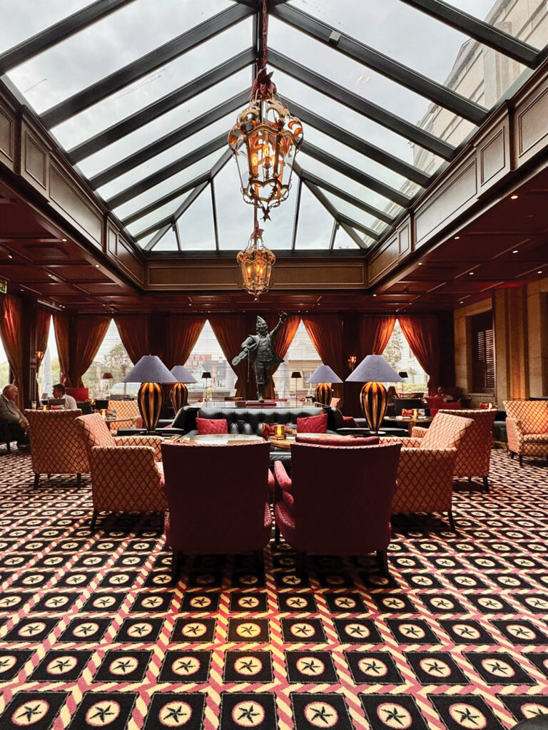 The sumptuous lobby lounge at Huis Ter Duin Hotel calls for champagne and caviar