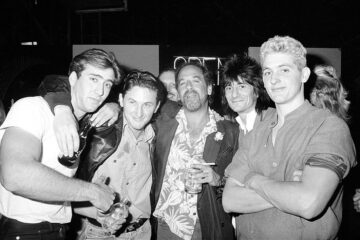 Nicolas Cage, Sean Penn, Art Linson, Ronnie Wood, and Chris Penn, 1984