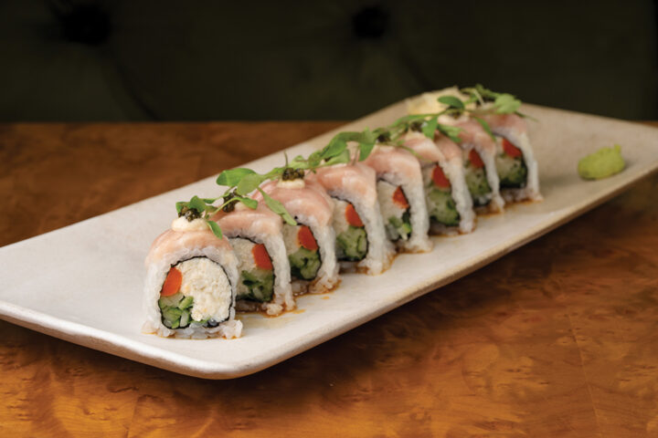 Rancho Luxe Roll: Lump Crab, Yamagobo, Cucumber, Tuna Toro, Truffle Aoili, Caviar