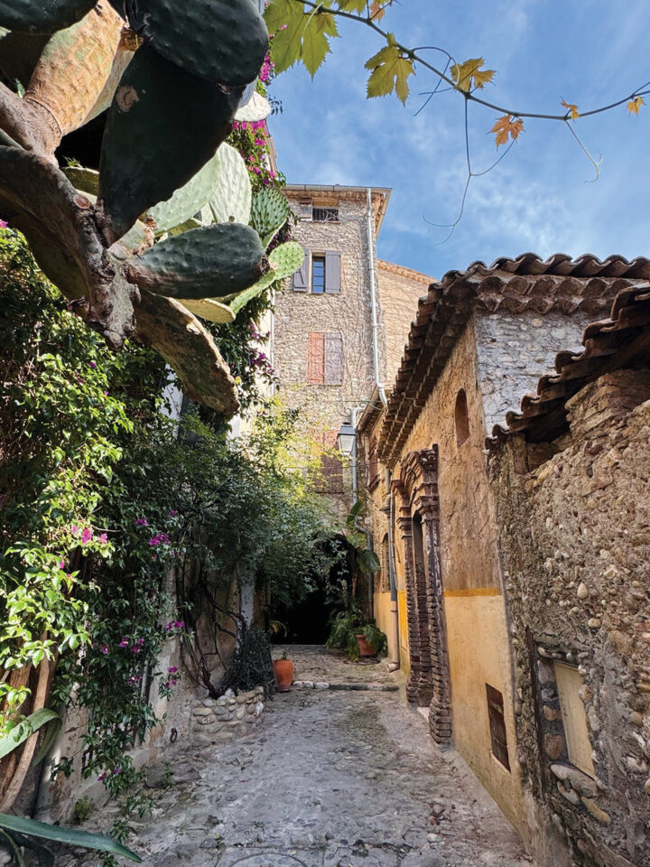 Atop the sweet little village of Cagnes-Sur-Mer sits the 14th-century Chateau Grimaldi, surrounded by quiet streets, blooming vines, and sweeping views of the countryside