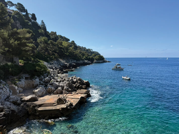 Adventurous souls can hike the curving path along waterfront cliffs in Cap Ferrat, where the bluest of waters beckon visitors for a quick dip