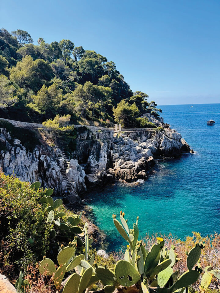 Adventurous souls can hike the curving path along waterfront cliffs in Cap Ferrat, where the bluest of waters beckon visitors for a quick dip