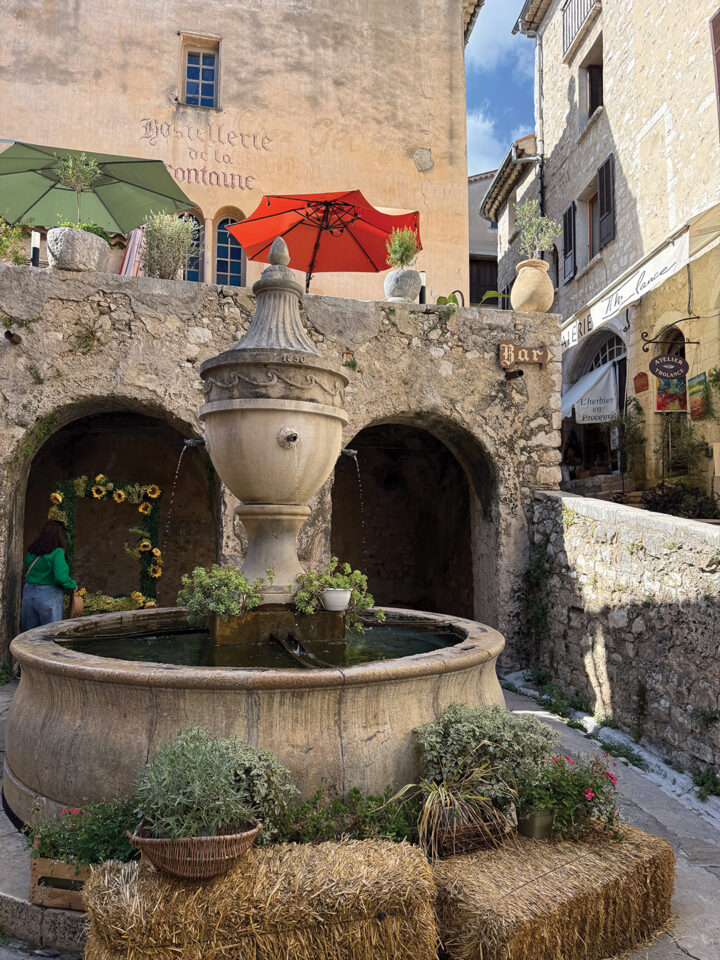 The hilltop village of St. Paul de Vence is picturesque, with narrow cobblestone streets and stone buildings filled with galleries, shops, and bistros