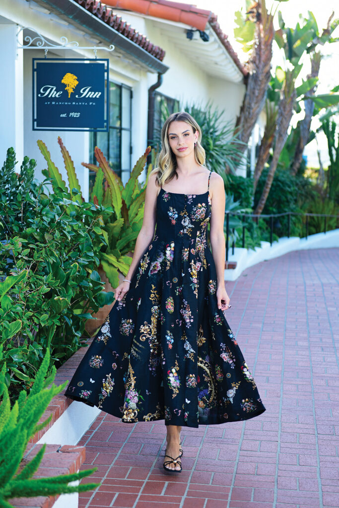 Dress, Camilla, 
South Coast Plaza. Jewelry, John Matty Co.