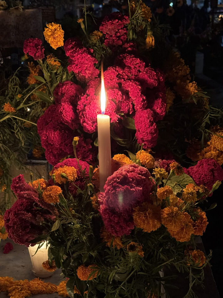 Each grave in local Oaxacan cemeteries was decorated to honor the family member residing within