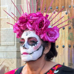 Traditional calavera makeup is a colorful way to honor the traditions of Dia de Los Muertos in Oaxaca