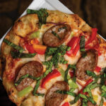 Salciccie Con Peperonata: marinara, house-made italian sausage, bell peppers, onion, mozzarella