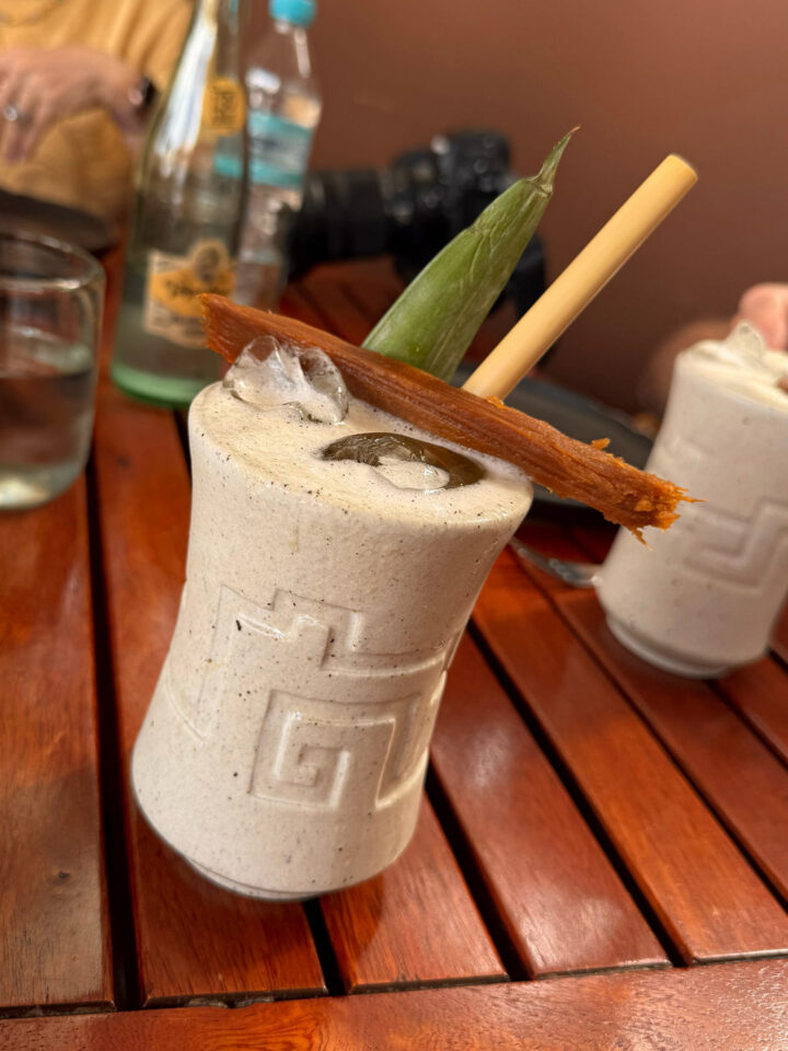 Cocktail recipes at are next-level, like this one at Casa Oaxaca overlooking the town square