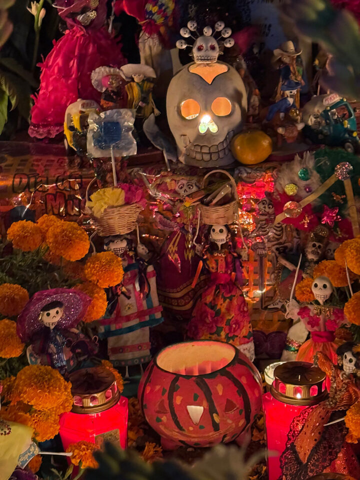 Cemeteries in Oaxaca include graves decorated with colorful flowers, candles and more in honor of departed family members