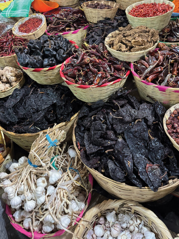 Strolling the aisles of Mercado 20 de Noviembre, these locally grown dried chiles were ready ingredients for the region’s famous mole dishes