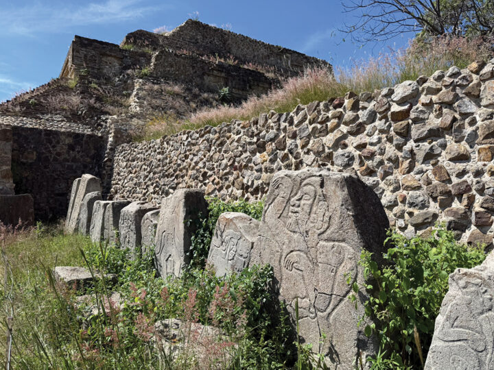 The ancient ruins at Monte Albán include sacred headstones dating back thousands of years that portray the persons buried beneath